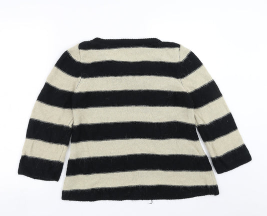 NEXT Womens Black Striped Knit Pullover Jumper Size 10