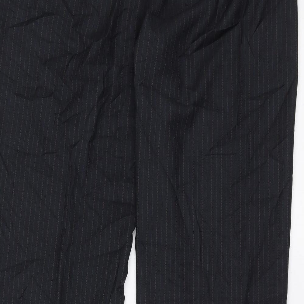 Sainsburys Womens Black Striped Trousers Size 12 L30 in
