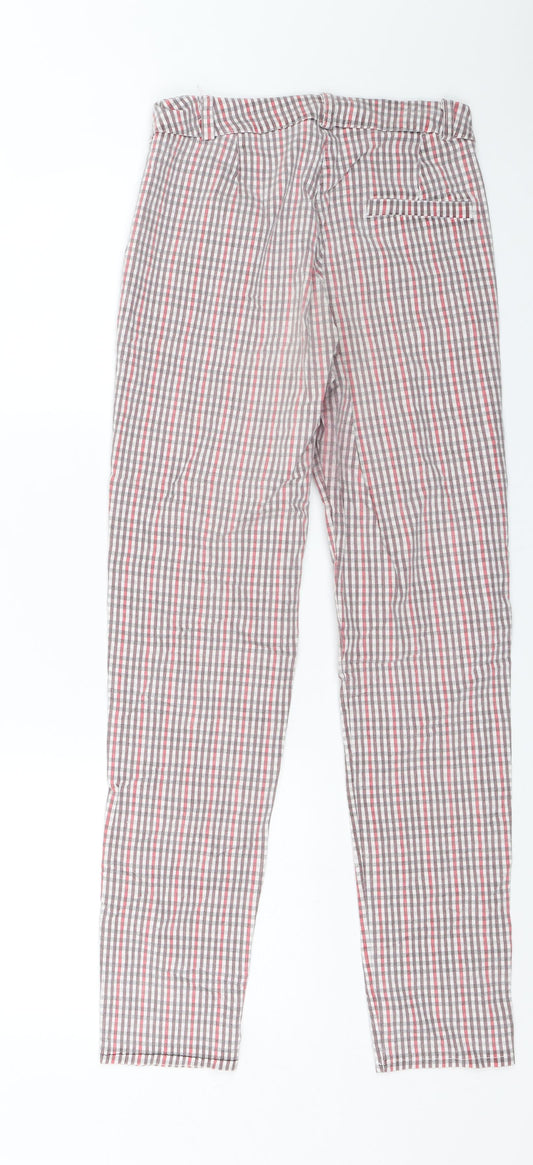 Preworn Womens Red Check Denim Straight Jeans Size 25 L26 in