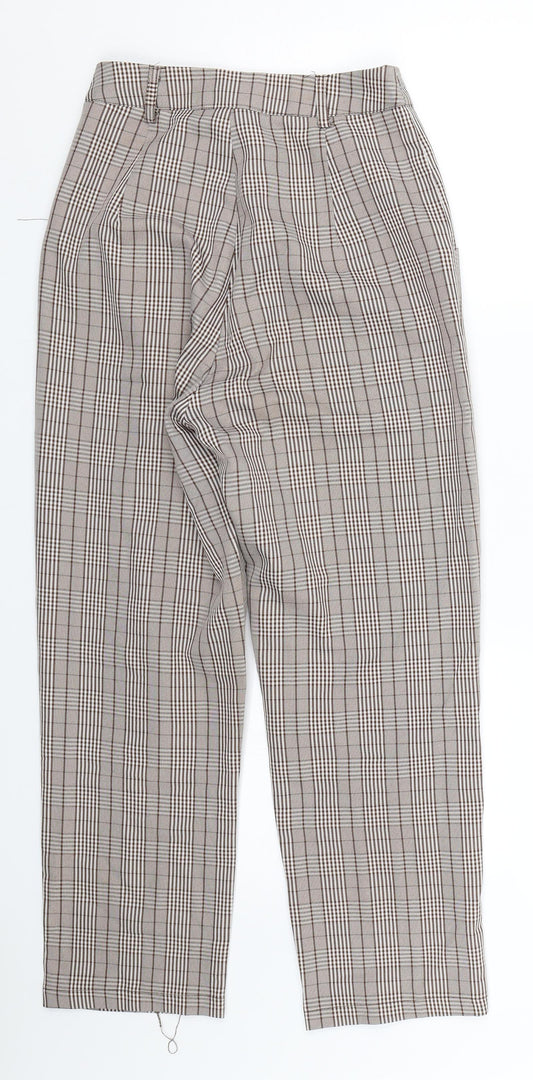 Prettylitlething Womens Brown Check Capri Trousers Size 4 L22 in