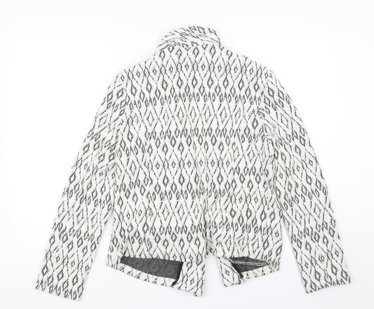 Soon Womens White Argyle/Diamond Jacket Size 14