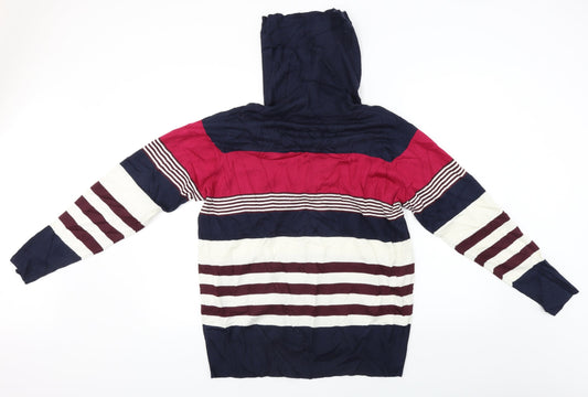 hle Womens Blue Striped Pullover Jumper Size L