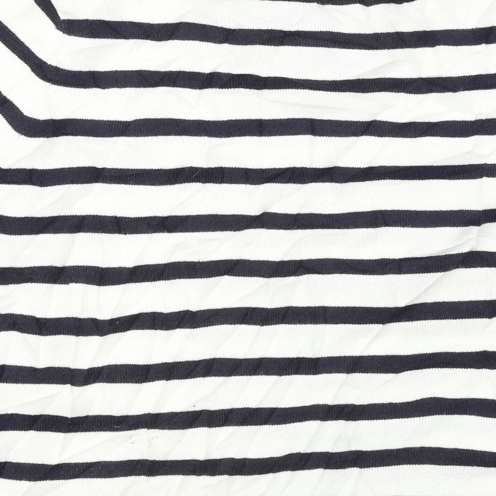 Marks and Spencer Womens White Striped Basic T-Shirt Size 12