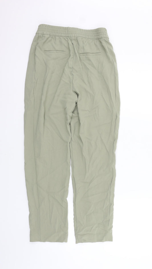 Marks and Spencer Womens Green Trousers Size 8 L25 in - Elastic Waist Band