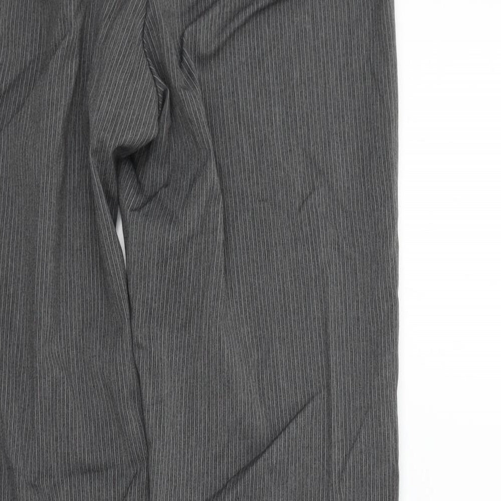 Marks and Spencer Womens Grey Striped Trousers Size 14 L29 in