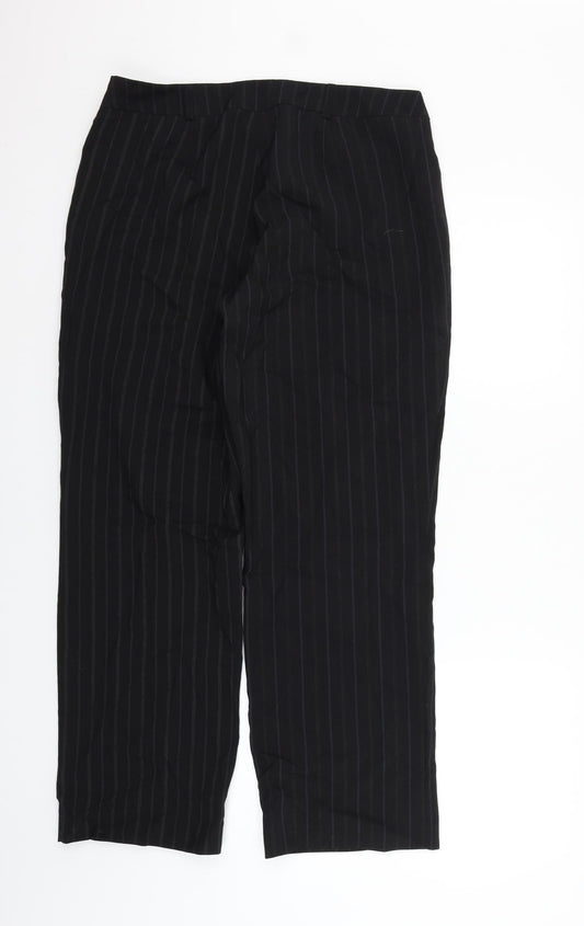 Amartanto Womens Black Striped Trousers Size 14 L27 in