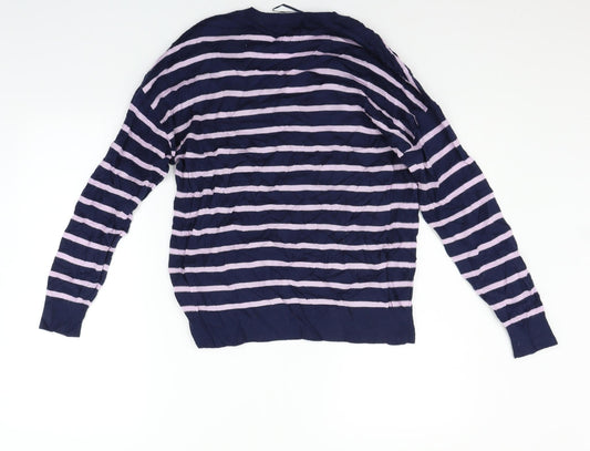 Marks and Spencer Womens Blue Striped Pullover Jumper Size S