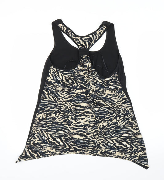 Diamond Womens Black Animal Print Basic Blouse Size 12 - Leopard print