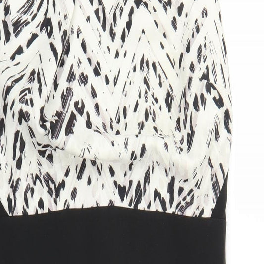 Lipsy Womens Black Herringbone Sheath Size 14 - Leopard print