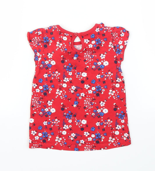 TU Girls Red Floral Basic Blouse Size 9-12 Months