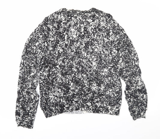 Marks and Spencer Womens Black Animal Print Cardigan Jumper Size 14