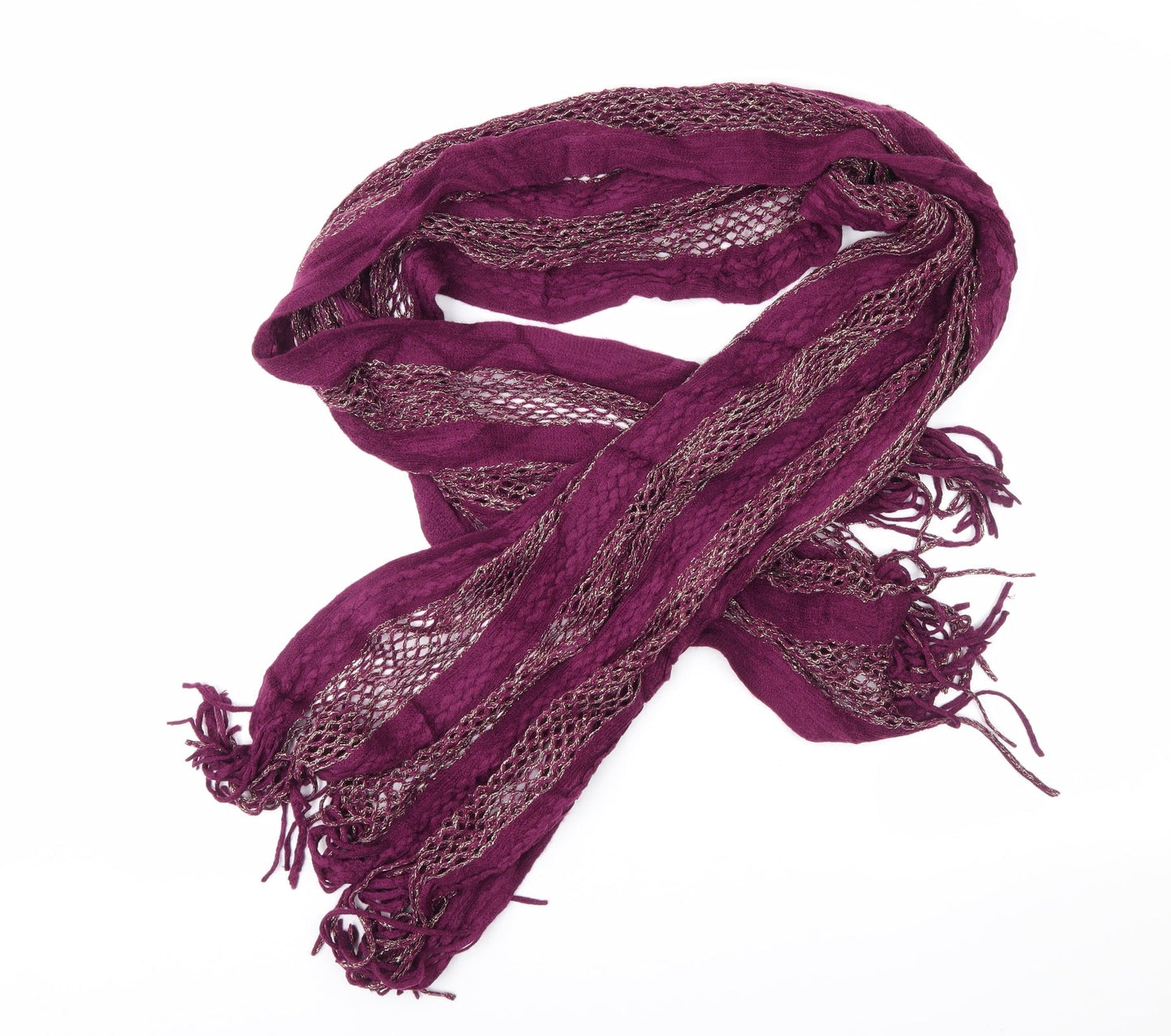 Preworn Womens Purple Striped Knit Shawl/Wrap