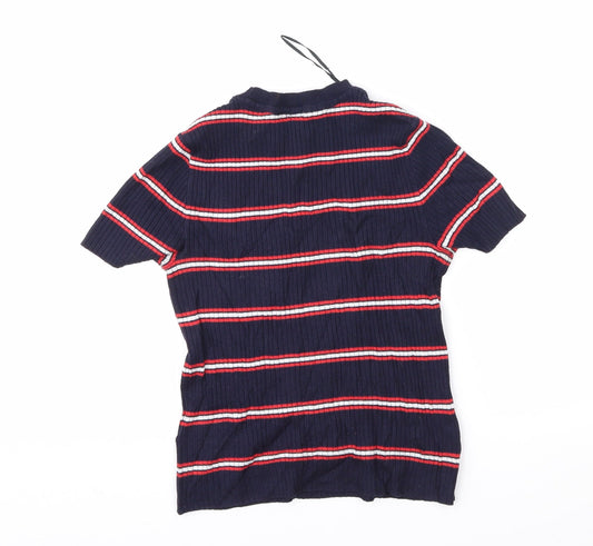 Divided Womens Blue Striped Pullover Jumper Size XS