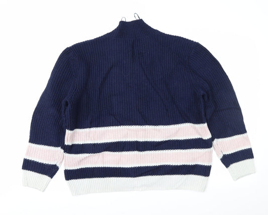 Marks and Spencer Womens Blue Striped Pullover Jumper Size L