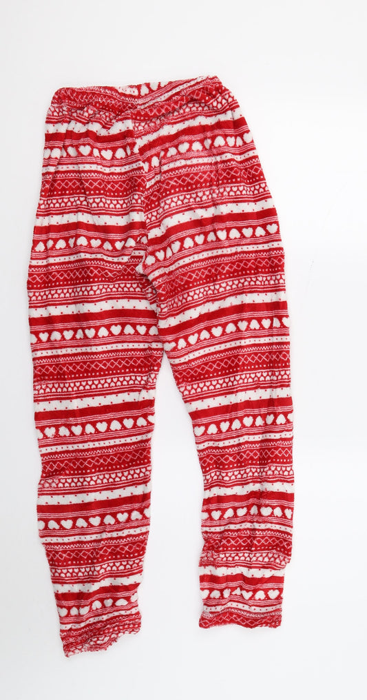 Matalan Womens Red Fleece Jogger Trousers Size 8 L24 in - Lounge pants