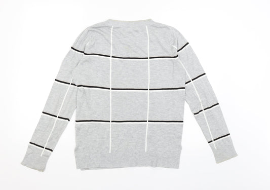 NEXT Womens Grey Check Pullover Jumper Size 10