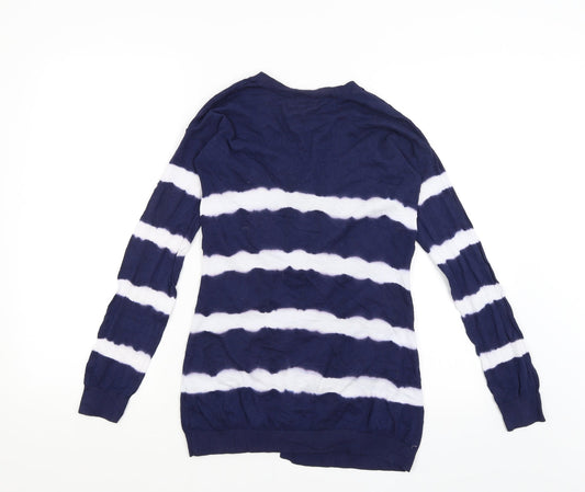 New Look Womens Blue Striped Wrap Jumper Size 8