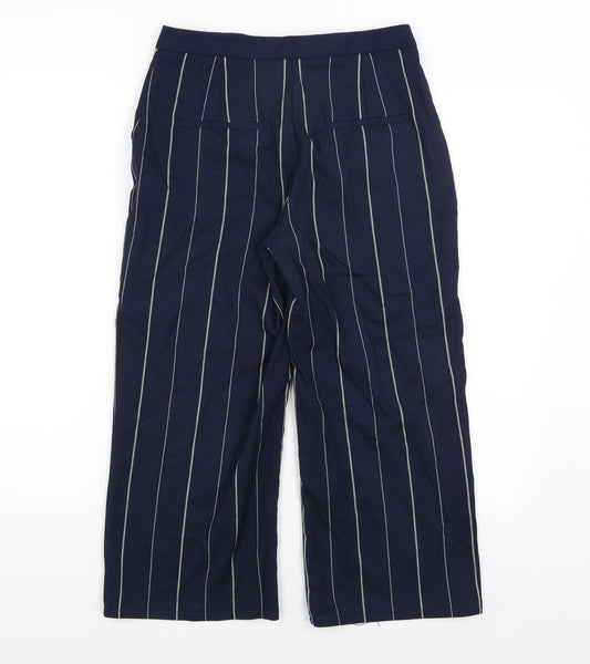 MNG Womens Blue Striped Cropped Trousers Size 8 L20 in