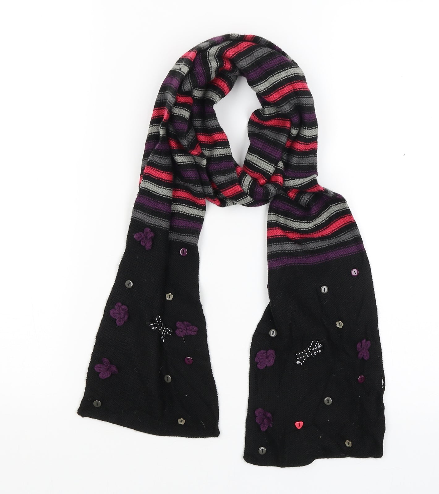 Catch Me Womens Black Striped Scarf