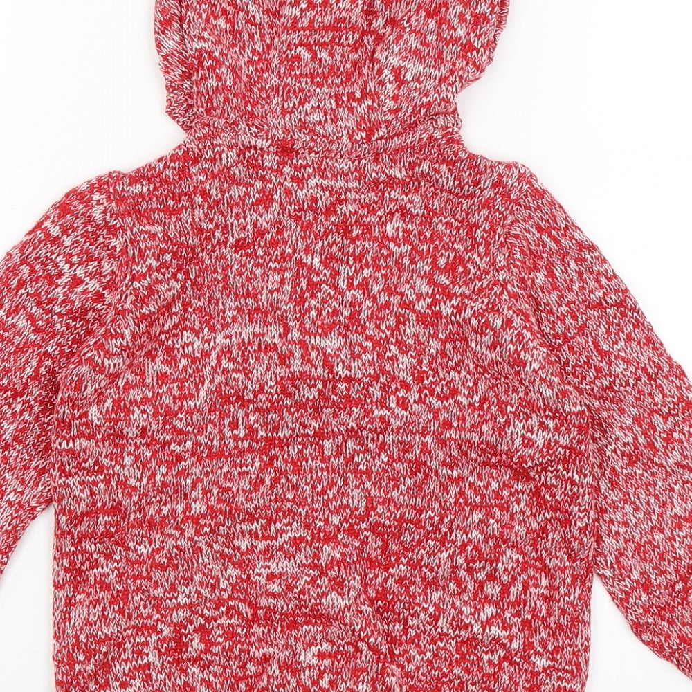 Brand and care label for Mothercare Baby Red Full Zip Jumper, size 18-24, Months