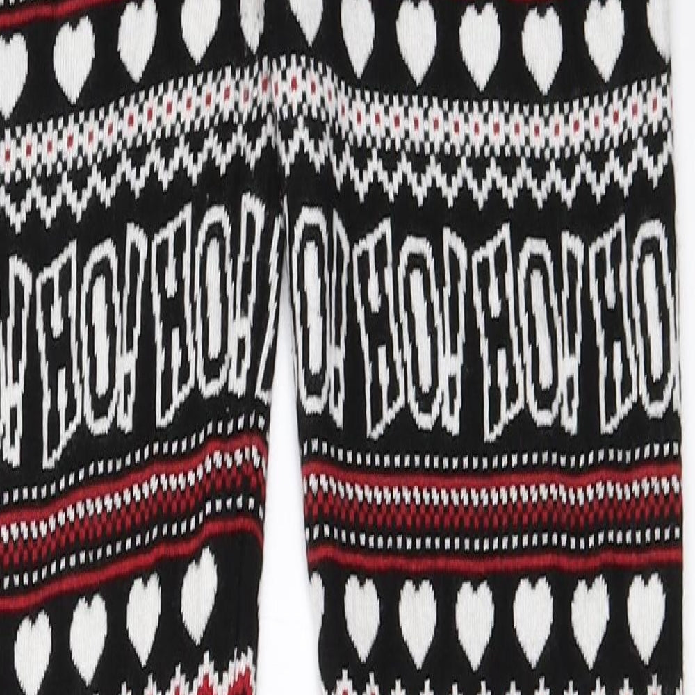 F&F Womens Black Fair Isle Capri Leggings Size 8 L28.5 in