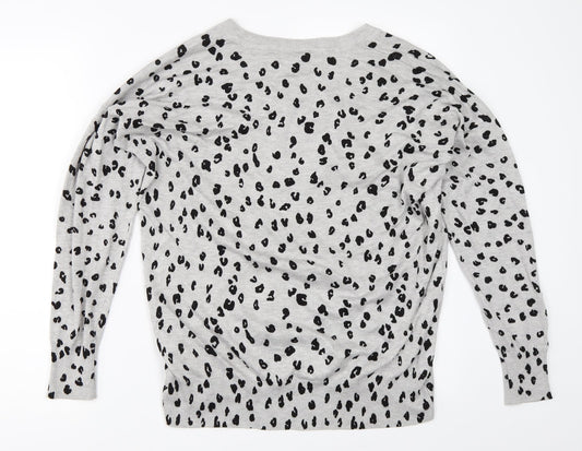Capsule Womens Grey Animal Print Pullover Jumper Size 16