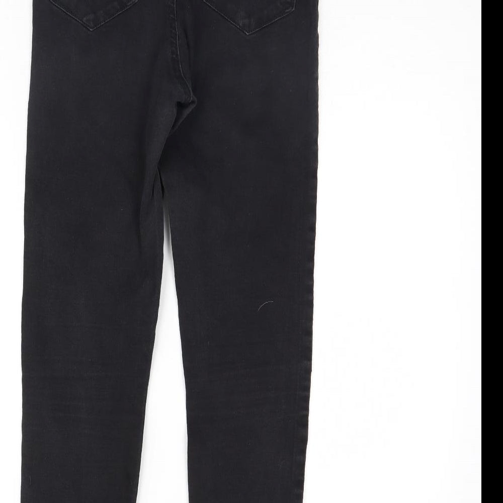 Brand and care label for Denim & Co. women’s black denim skinny jeans, size UK 10, 28-inch leg