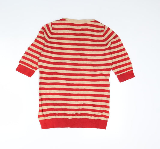 Clements Womens Red Striped Pullover Jumper Size L