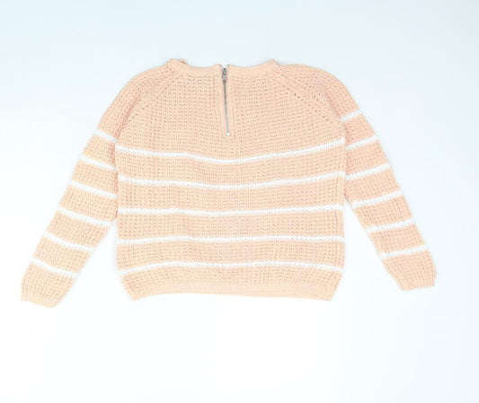 only Womens Pink Striped Pullover Jumper Size S