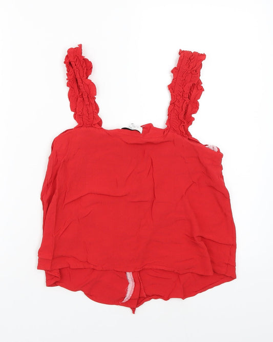 Topshop Womens Red Basic Button-Up Size 12