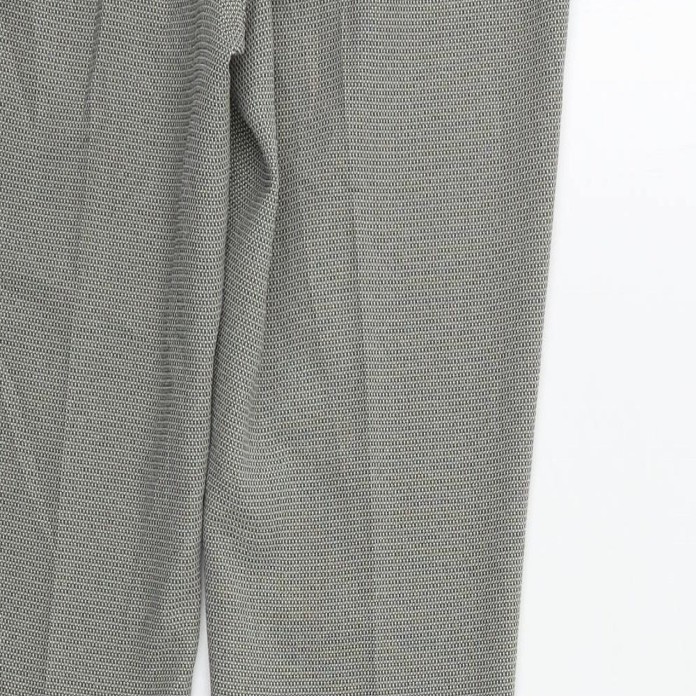 Brand and care label for Linea women’s grey houndstooth trousers, size UK 10, 30-inch leg