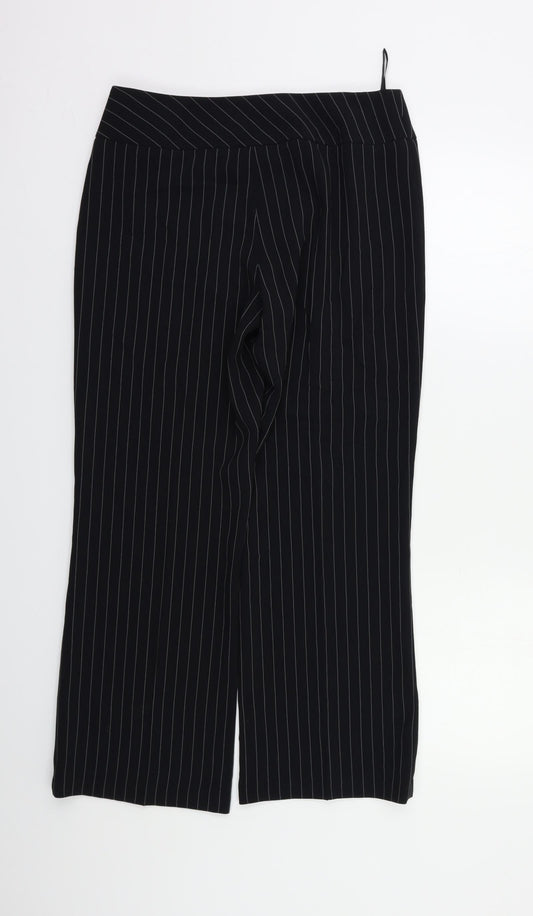 Wallis Womens Black Striped Trousers Size 10 L27 in