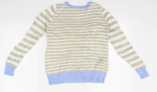 Preworn Womens White Striped Pullover Jumper Size XS