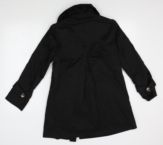 New Look Womens Black Overcoat Coat Size 10