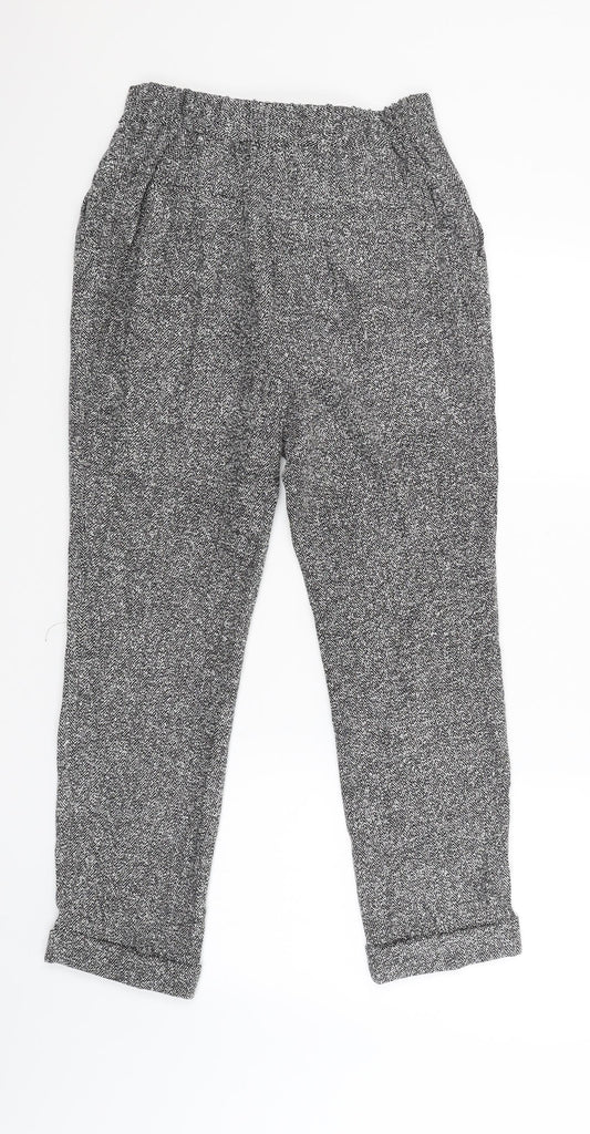 NEXT Womens Black Striped Capri Trousers Size 6 L25 in