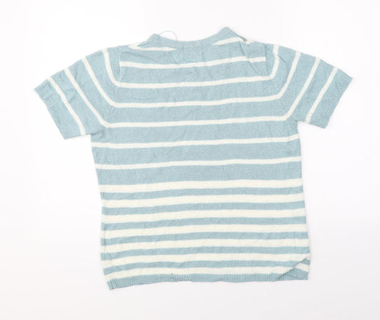 BM Womens Blue Striped Basic Blouse Size S