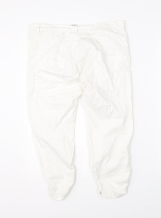 Zebra Womens White Cropped Trousers Size M L20 in