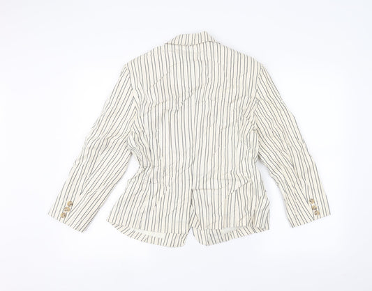 nice things Womens White Striped Jacket Size 12