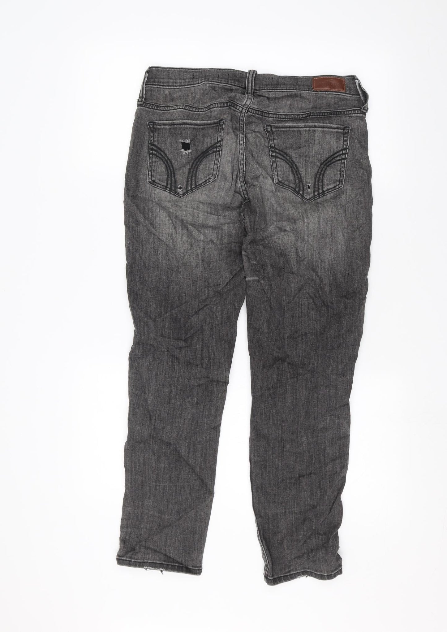 Hollister Mens Grey Skinny Jeans Size 27 in L24 in - ripped details