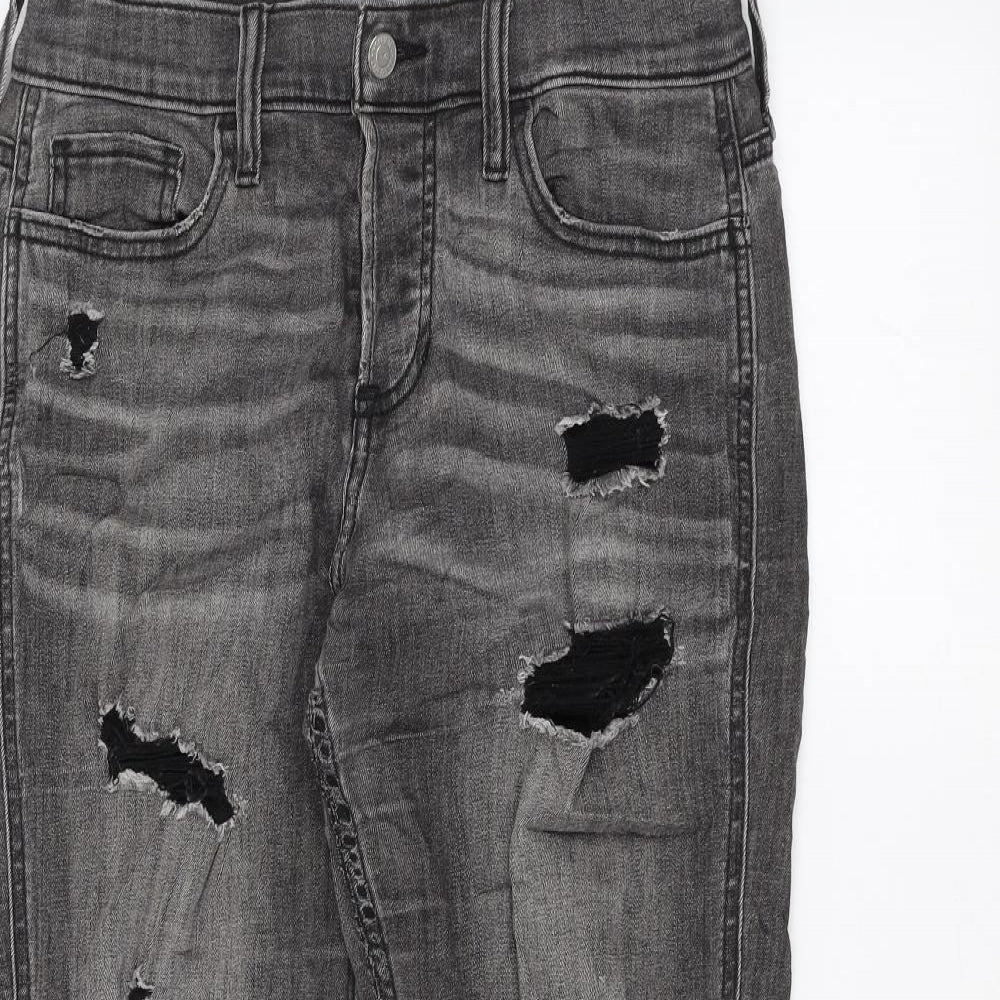 Hollister Mens Grey Skinny Jeans Size 27 in L24 in - ripped details