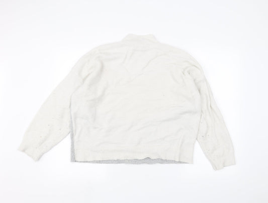 Oasis Womens White Pullover Jumper Size L