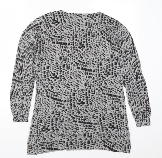 David Emanuel Womens Grey Animal Print Pullover Jumper Size M