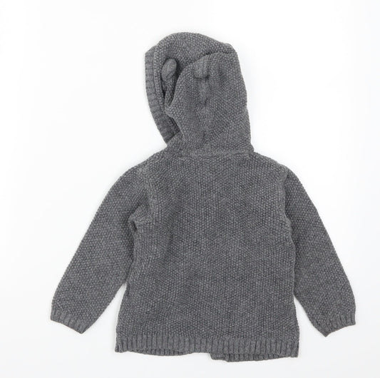 H&M Boys Grey Knit Cardigan Jumper Size 2 Years