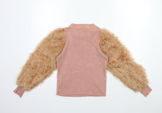 may Womens Pink Knit Pullover Jumper Size S