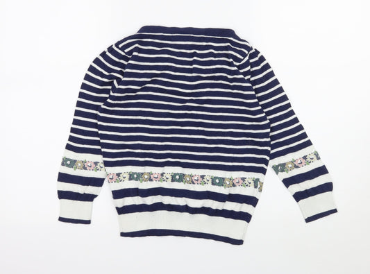 New Look Womens Blue Striped Knit Pullover Jumper Size 12