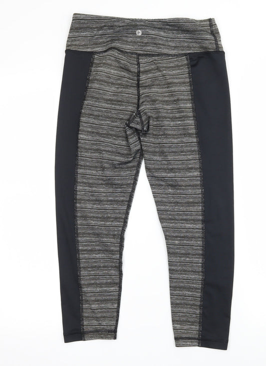 Preworn Womens Grey Striped Jersey Capri Leggings Size 28 in L20 in