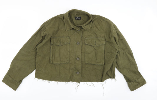 Topshop Womens Green Denim Jacket Size S