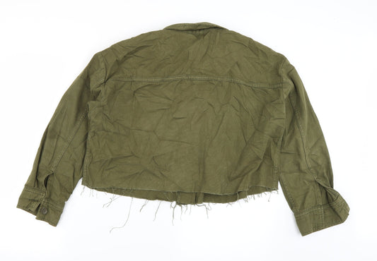Topshop Womens Green Denim Jacket Size S