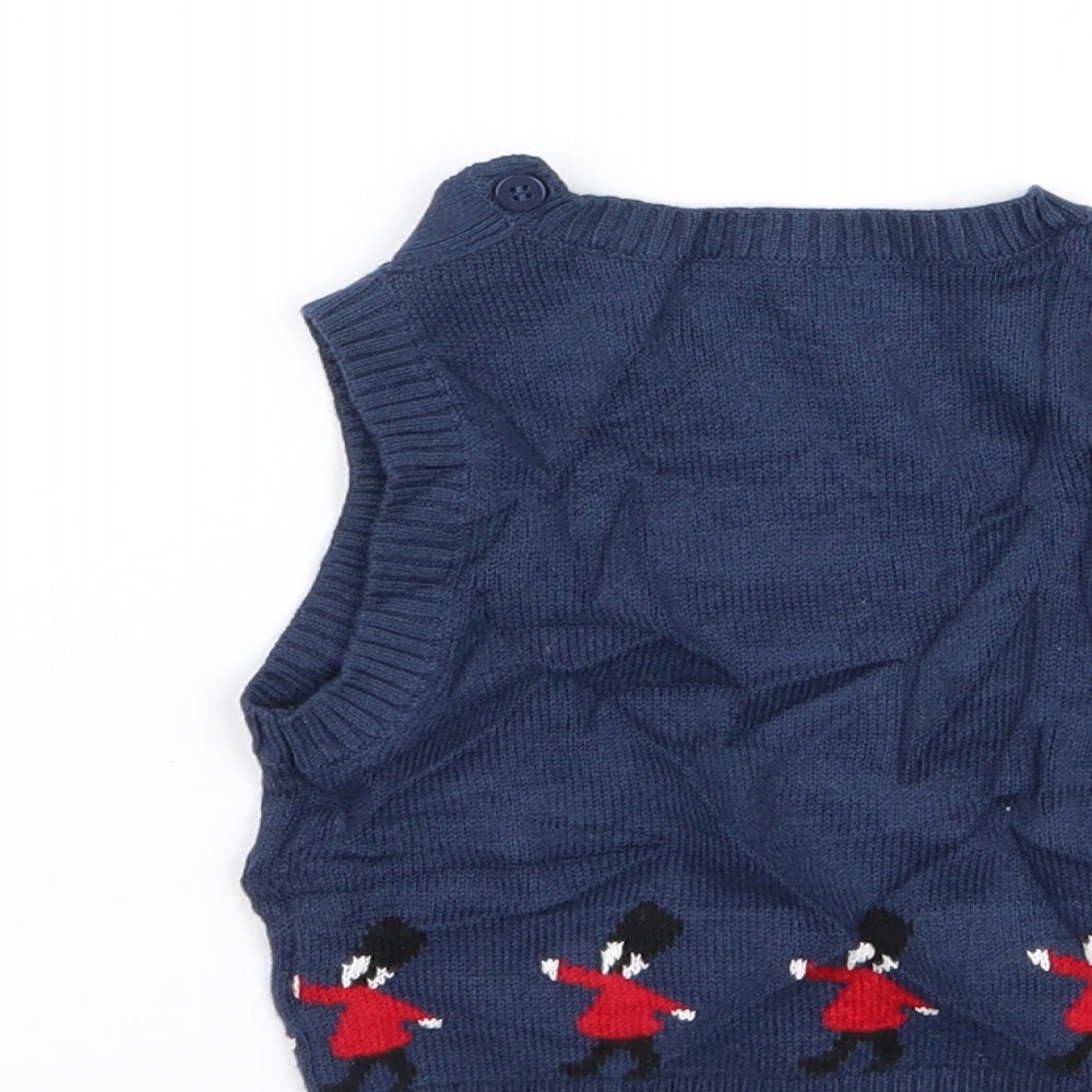 m Boys Blue Geometric Pullover Jumper Size 0-3 Months