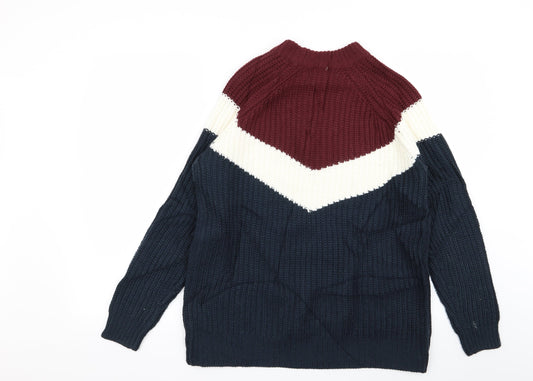b.young Womens Multicoloured Geometric Pullover Jumper Size M